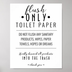 Septic System Sign, Do Not Flush Sanitary Items, H Poster