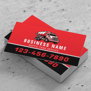 Septic Tank Pumping Service Black & Red Business Card