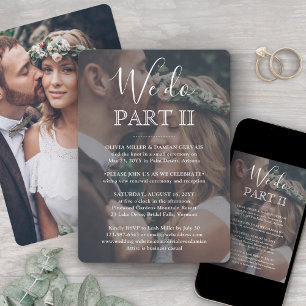 Sequel Wedding 2 Photo We Do Part II White Text Invitation