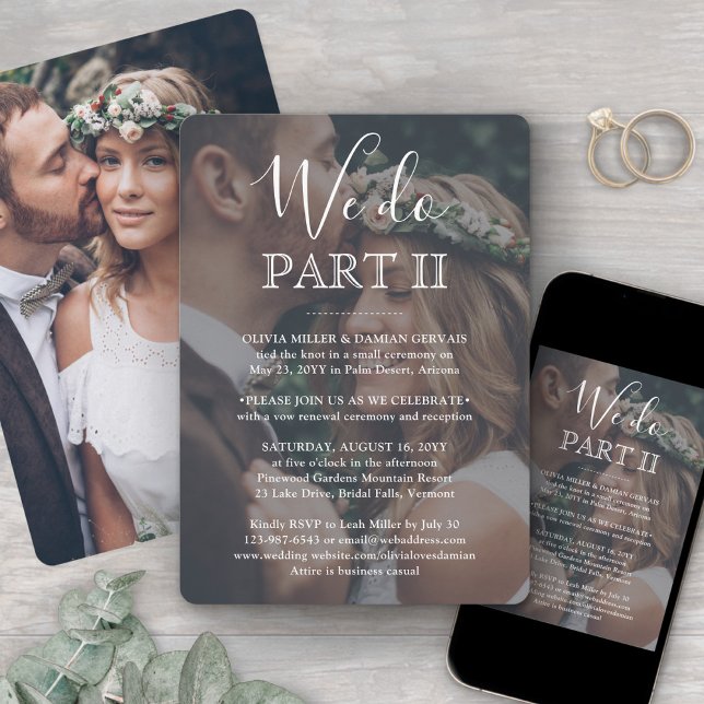 Sequel Wedding 2 Photo We Do Part II White Text Invitation (Creator Uploaded)