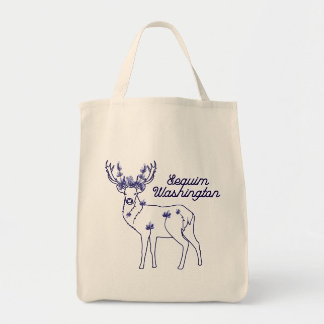 Sequim Lavender Elk Tote Bag (Front)