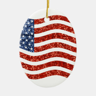 sequin american flag ceramic tree decoration