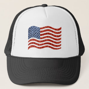 sequin american flag trucker hat