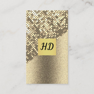 Sequin and Glitter / Gold Lux / Monogram Business Card