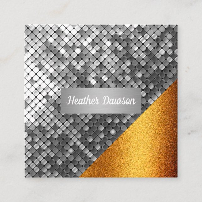 Sequin and Glitter Square Business Card (Front)