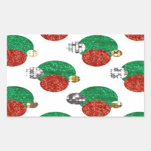 sequin christmas dots rectangular sticker
