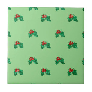 sequin christmas Holly Tile
