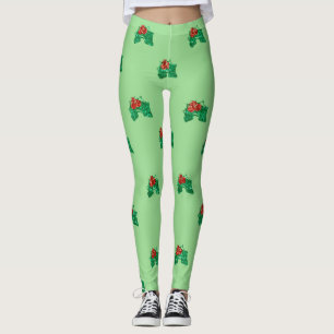 sequin christmas Holly xmas leggings