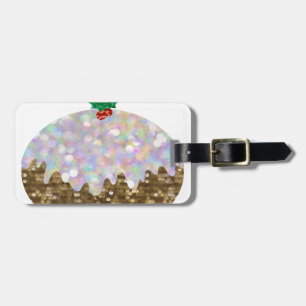 sequin christmas puddings luggage tag