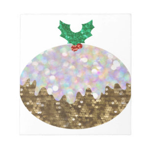 sequin christmas puddings notepad
