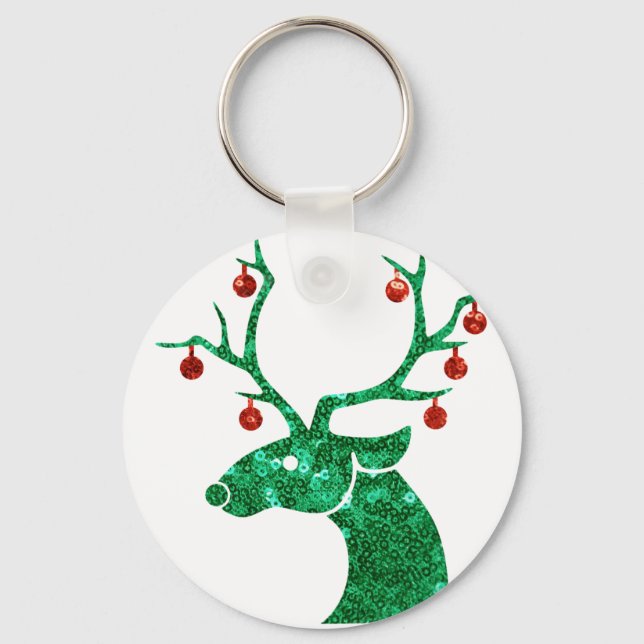 sequin christmas reindeer key ring (Front)