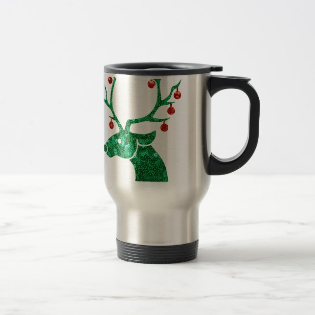 sequin christmas reindeer travel mug (Right)
