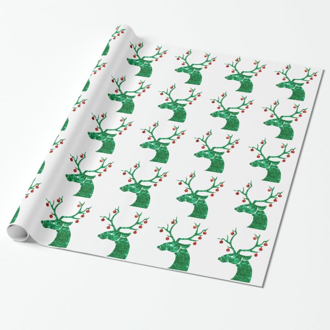 sequin christmas reindeer wrapping paper (Unrolled)