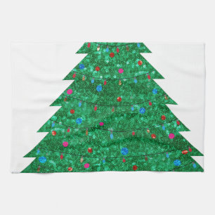 sequin christmas tree tea towel