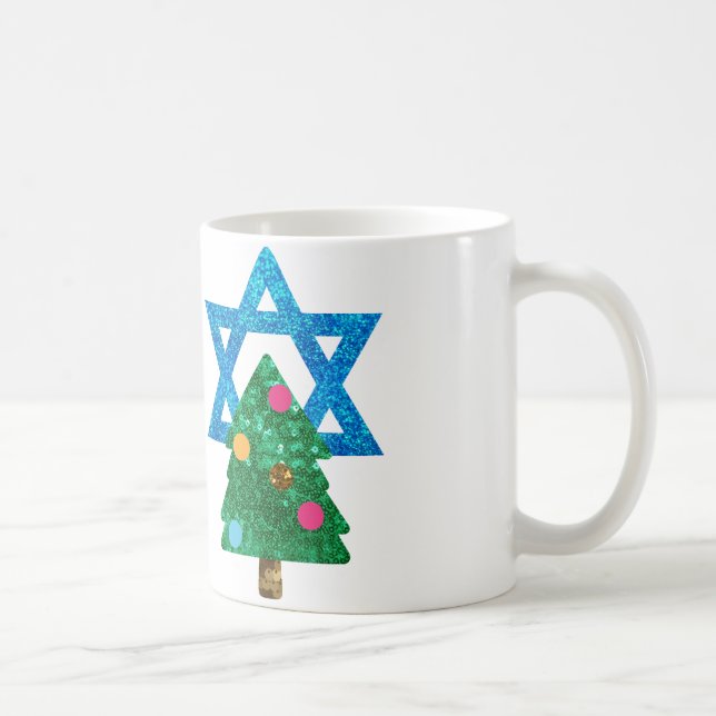 sequin christmukkah hanukkah coffee mug (Right)