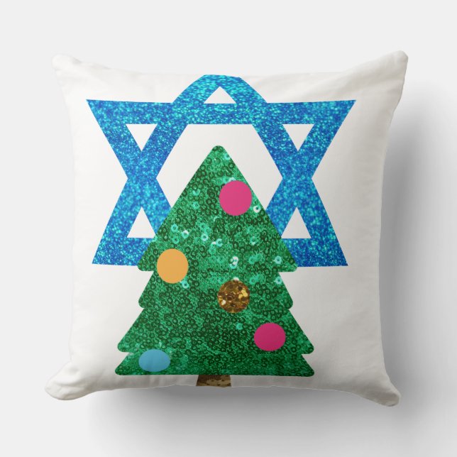 sequin christmukkah hanukkah cushion (Front)