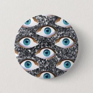 sequin eyes 6 cm round badge