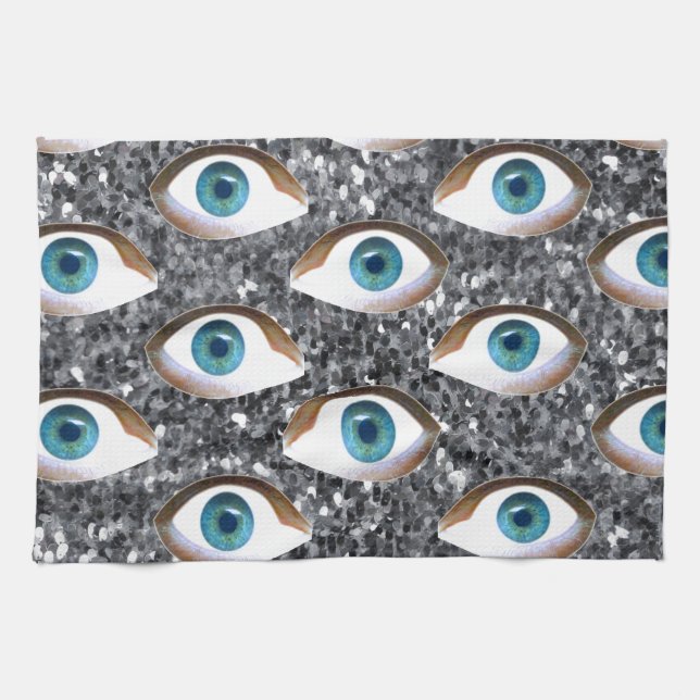 sequin eyes tea towel (Horizontal)