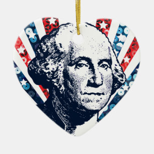 sequin george washington ceramic tree decoration