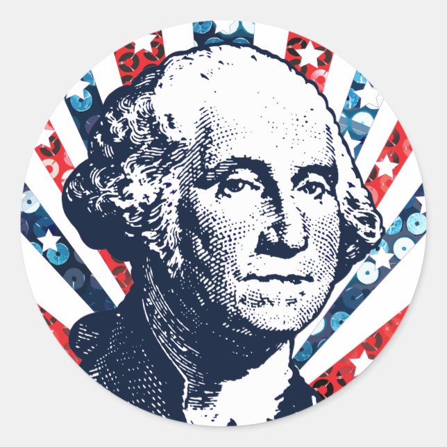 sequin george washington classic round sticker (Front)