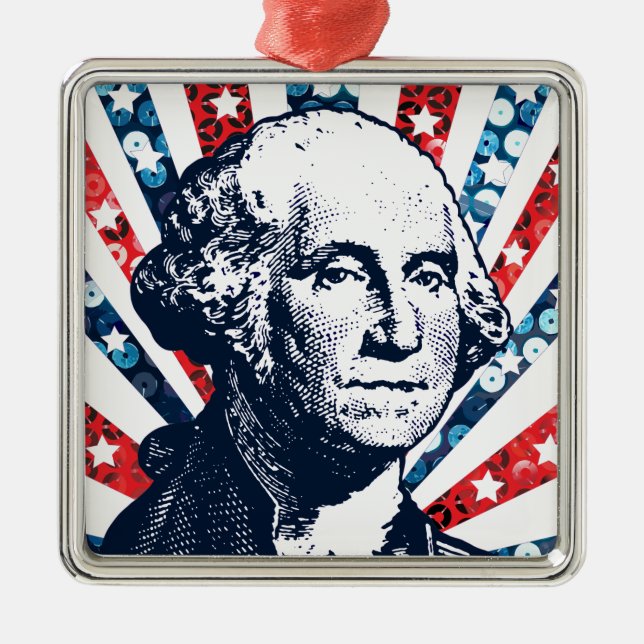 sequin george washington metal tree decoration (Front)