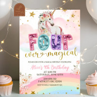 Sequin glitter Magical Unicorn 4th birthday