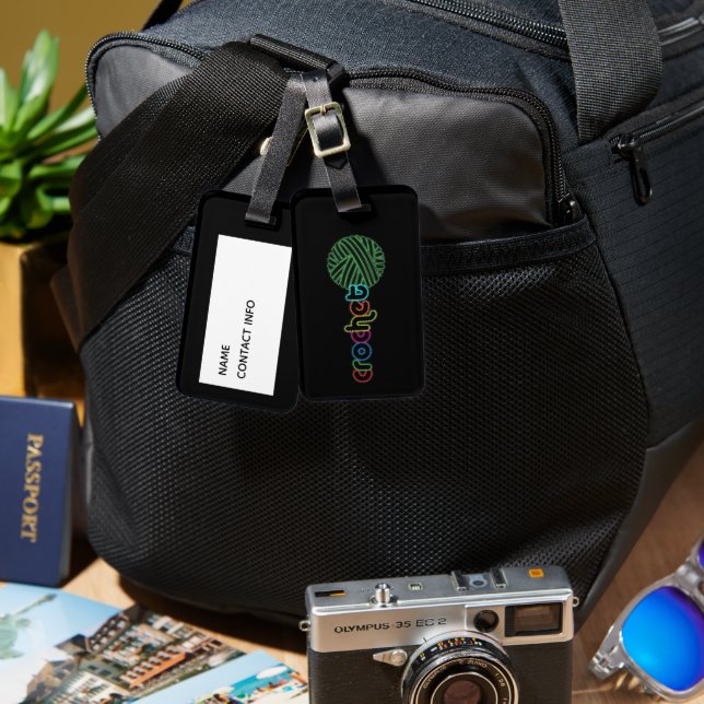 Sequin Glow Crochet Luggage Tag (Front & Back)