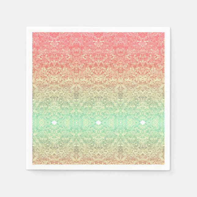 Sequin lace pattern gradient pink gold green napkin (Front)