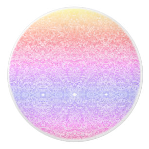 Sequin lace pattern gradient pink gold purple ceramic knob