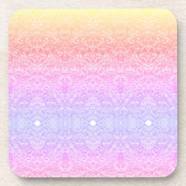 Sequin lace pattern ombre pink gold purple coaster (Front)