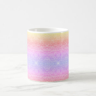 Sequin lace pattern ombre pink gold purple coffee mug