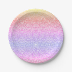Sequin lace pattern ombre pink gold purple paper plate