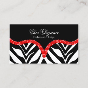 Sequin Look Zebra Leopard Print Business Card