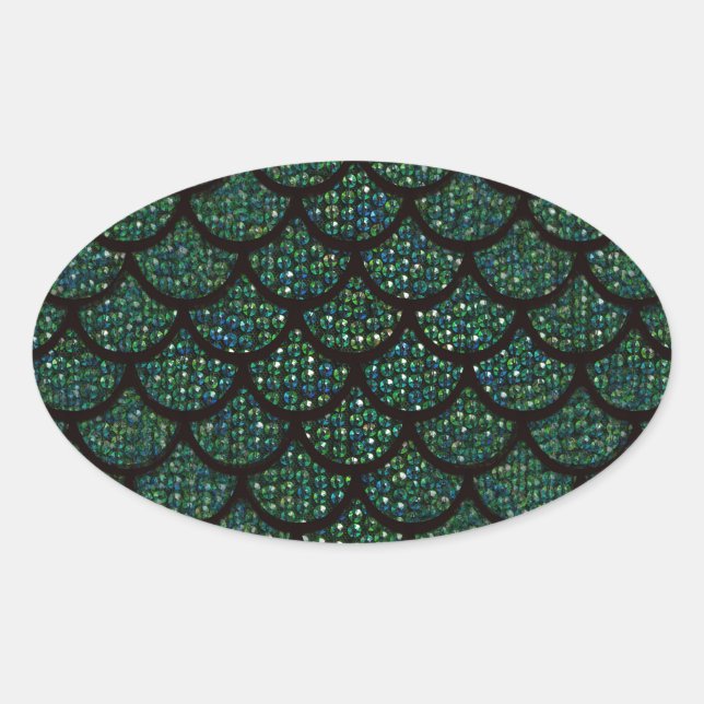 sequin mermaid oval sticker (Front)