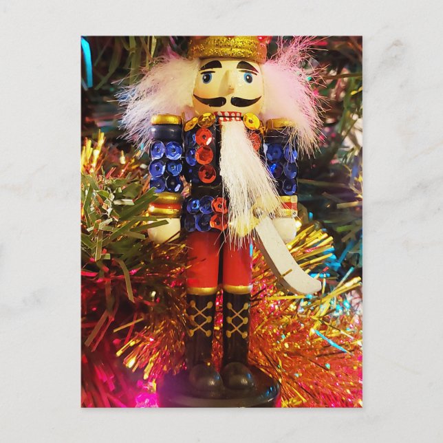 Sequin Nutcracker soldier christmas ornament Postcard (Front)