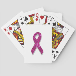 sequin pink breast cancer awareness playing cards