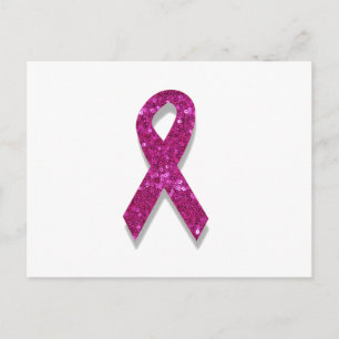 sequin pink breast cancer awareness postcard