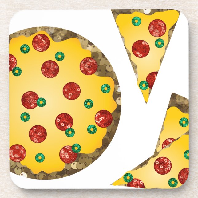 sequin pizza coaster (Front)