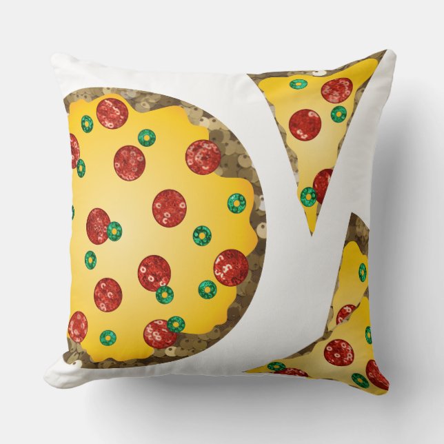 sequin pizza cushion (Front)