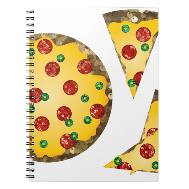 sequin pizza spiral notebook (Front)