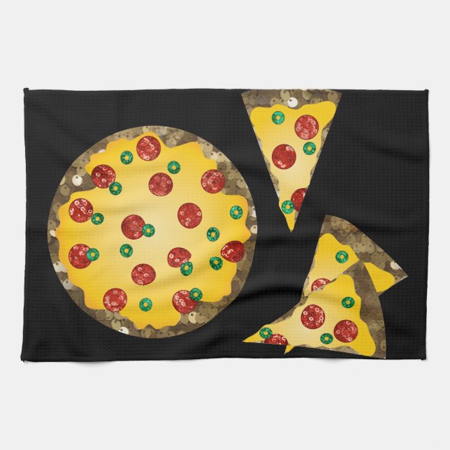 sequin pizza tea towel (Horizontal)