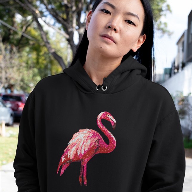 Sequin Printed Tropical Flamingo Women's Hoodie (Creator Uploaded)