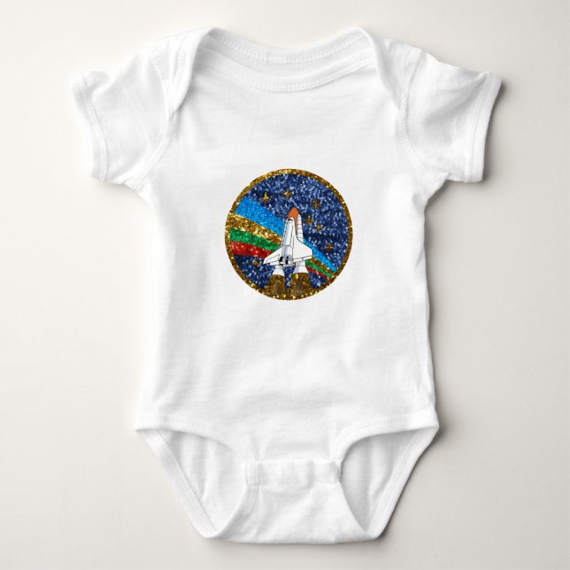 sequin space ship baby bodysuit (Front)