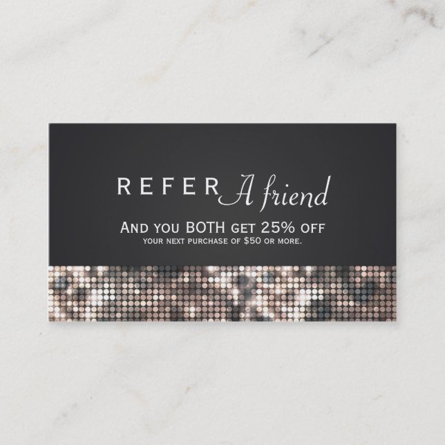 Sequin Sparkle Glamour REFER A FRIEND Client Card (Front)
