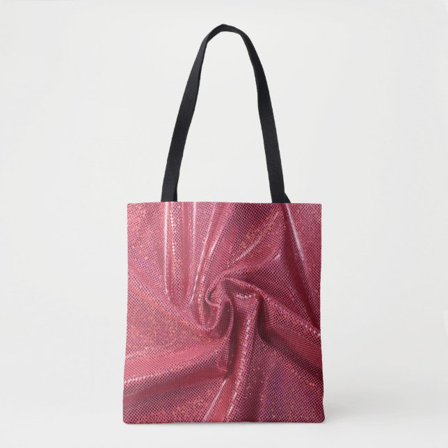 Sequin sparkle glitter coral pink tote bag (Front)