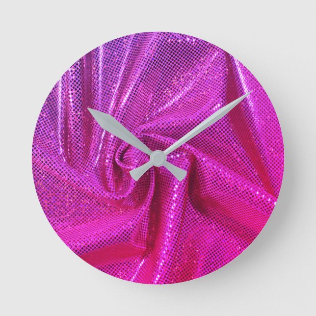 Sequin sparkle glitter pink round clock (Front)
