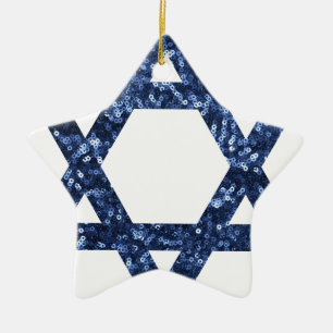 sequin star of david ceramic tree decoration