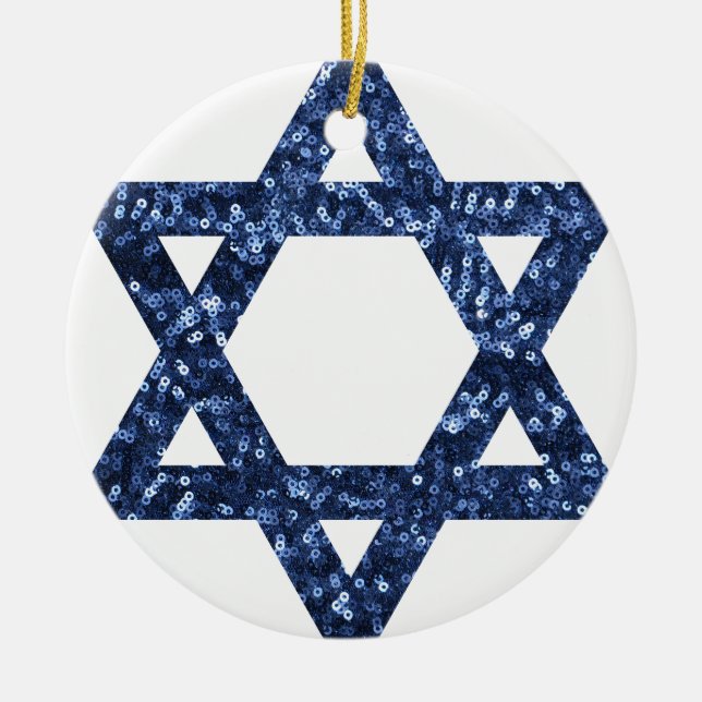 sequin star of david ceramic tree decoration (Front)