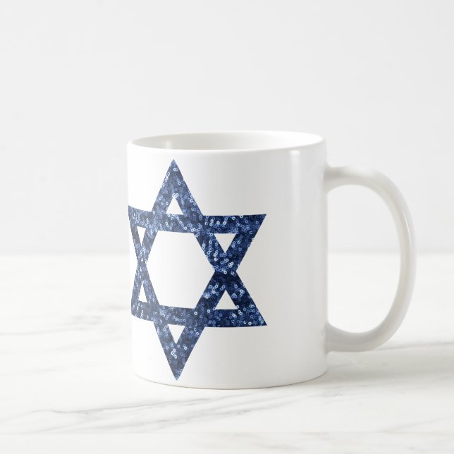 sequin star of david coffee mug (Right)