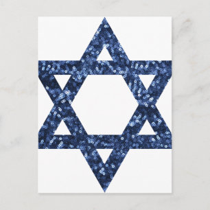 sequin star of david postcard